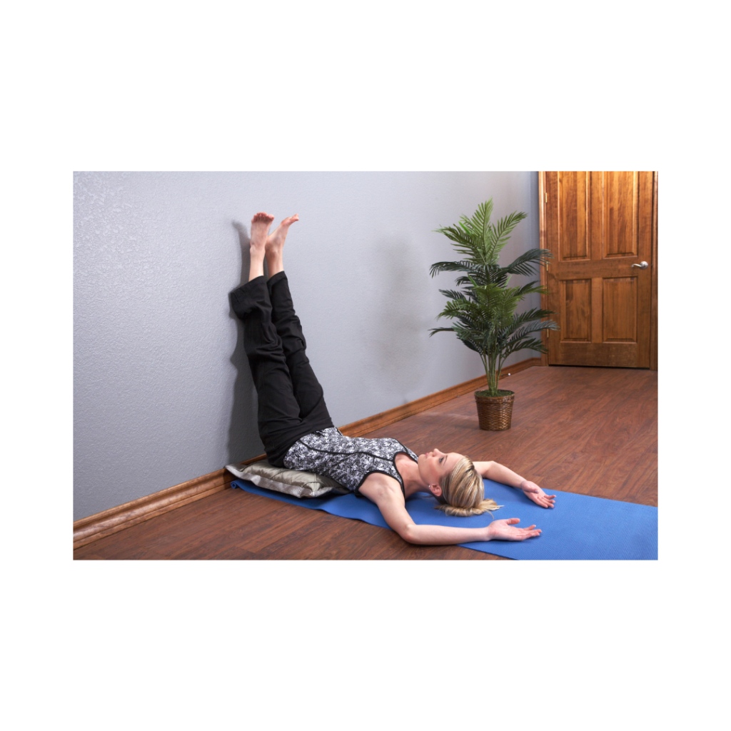 Legs-up-the-wall pose, child pose and shavasana or corpse pose for insomnia relief through yoga